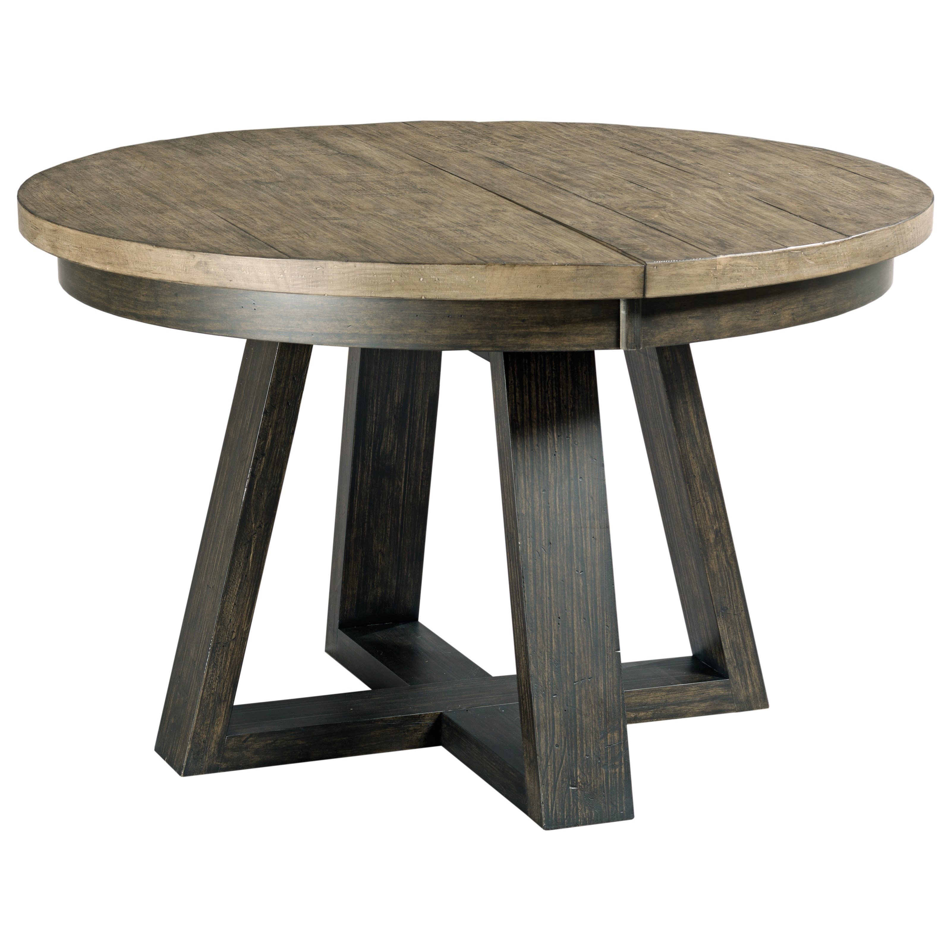 Round wooden dining table with new arrivals leaf